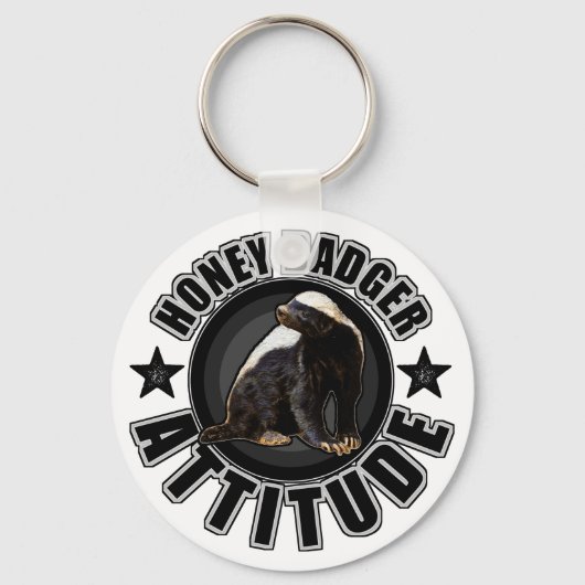 Honey Badger ATTITUDE - Rond design Sleutelhanger (Voorkant)
