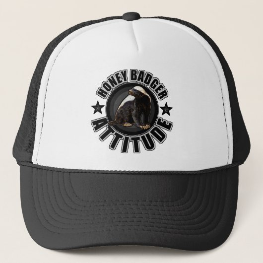 Honey Badger ATTITUDE - Rond design Trucker Pet (Voorkant)