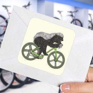 Honey Badger Cycling Funny Badass Animal Cyclist Vierkante Sticker