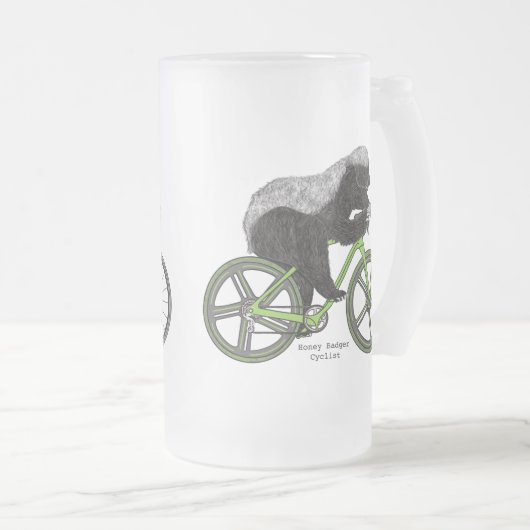 Honey Badger Cycling Funny Badass Bicycle Slogan Matglas Bierpul (Voorkant rechts)