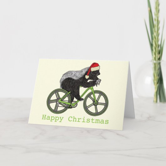 Honey Badger Cycling Funny Badass Festive Cyclist Kaart (Voorkant)