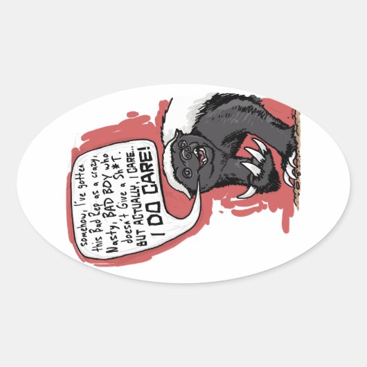 Honey Badger doet Zorg Ovale Sticker (Voorkant)