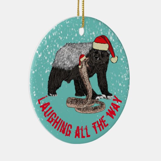 Honey Badger en Snake Laughing tot het allereerste Keramisch Ornament (Rechts)