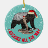 Honey Badger en Snake Laughing tot het allereerste Keramisch Ornament (Voorkant)