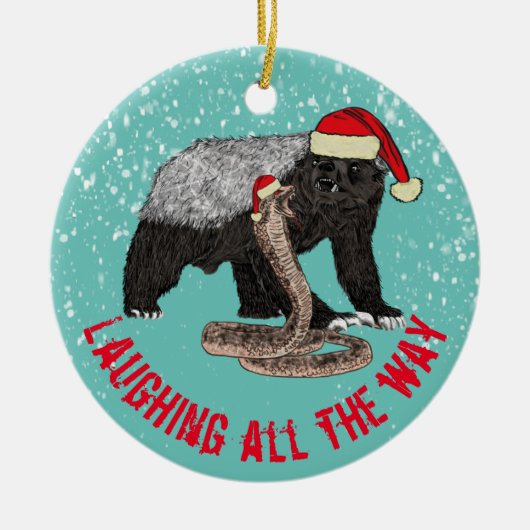 Honey Badger en Snake Laughing tot het allereerste Keramisch Ornament (Voorkant)