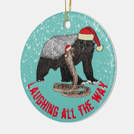 Honey Badger en Snake Laughing tot het allereerste Keramisch Ornament (Links)