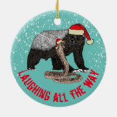Honey Badger en Snake Laughing tot het allereerste Keramisch Ornament (Achterkant)