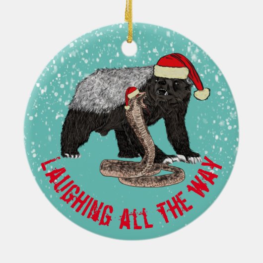 Honey Badger en Snake Laughing tot het allereerste Keramisch Ornament (Achterkant)