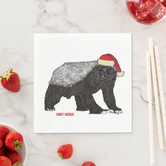Honey Badger Funny Badass Festive Santa Humor Servet (Insitu)
