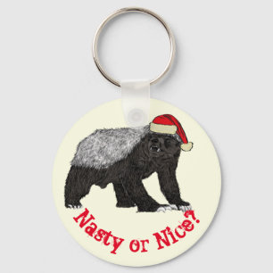 Honey Badger Funny Badass Festive Santa Quote Sleutelhanger