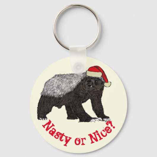 Honey Badger Funny Badass Festive Santa Quote Sleutelhanger (Voorkant)