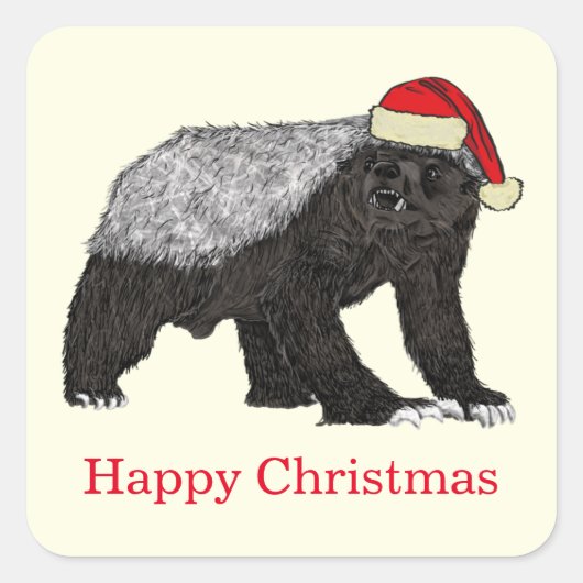 Honey Badger Funny Festive Badass kerstslogan Vierkante Sticker (Voorkant)