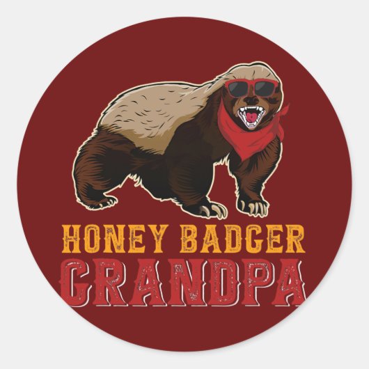 Honey Badger Grandpa Honey Badger Wearing Ronde Sticker (Voorkant)