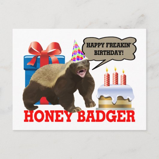 Honey Badger Happy Freakin' Birthday Briefkaart (Voorkant)
