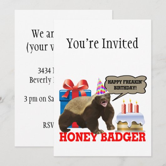 Honey Badger Happy Freakin' Birthday Kaart (Voorkant / Achterkant)