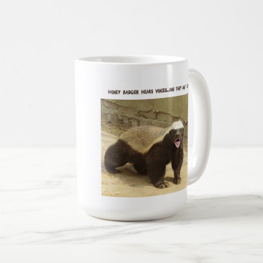 Honey Badger hoort stemmen mok (Voorkant rechts)