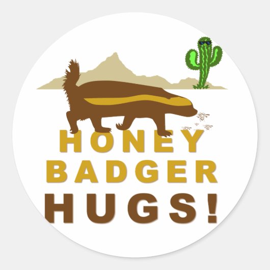 Honey Badger Hugs Ronde Sticker (Voorkant)