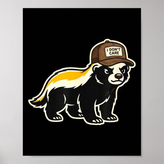 Honey Badger I Don't Care Trucker Funny Animal Art Poster (Voorkant)