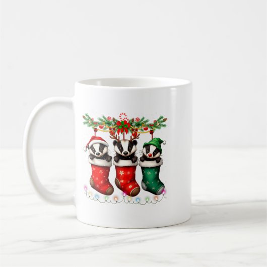 Honey Badger In Christmas Socks Lights Honey Badge Koffiemok (Links)