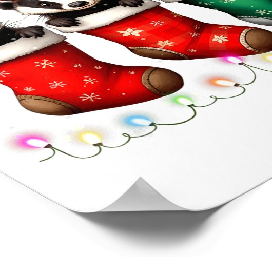 Honey Badger In Christmas Socks Lights Honey Badge Poster (Hoek)