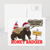 Honey Badger Merry Freakin 'Christmas Feestdagenkaart (Voorkant / Achterkant)