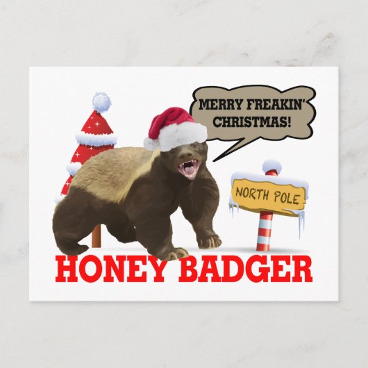 Honey Badger Merry Freakin 'Christmas Feestdagenkaart (Voorkant)