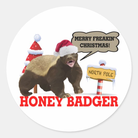 Honey Badger Merry Freakin 'Christmas Ronde Sticker (Voorkant)