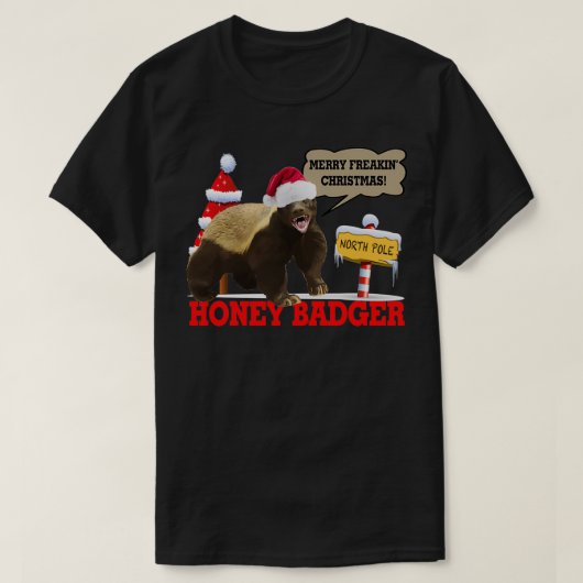 Honey Badger Merry Freakinx27 Kerstmis T-shirt (Design voorkant)