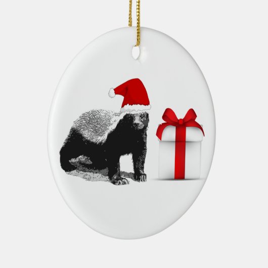 Honey Badger Merry Kerstry Keramisch Ornament (Rechts)