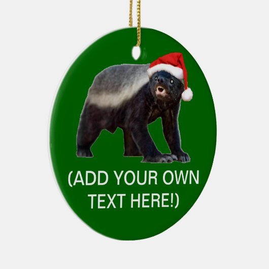 Honey Badger Santa Hat kerstboomversiering Keramisch Ornament (Rechts)