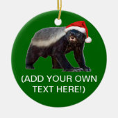 Honey Badger Santa Hat kerstboomversiering Keramisch Ornament (Voorkant)