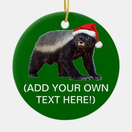 Honey Badger Santa Hat kerstboomversiering Keramisch Ornament (Voorkant)