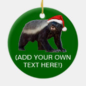 Honey Badger Santa Hat kerstboomversiering Keramisch Ornament (Achterkant)