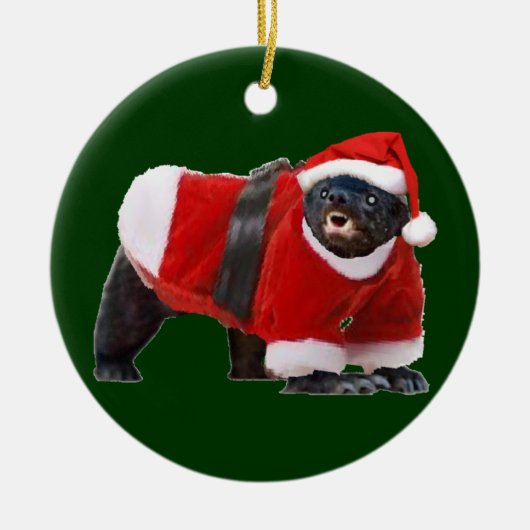 Honey Badger Santa kerstboomversiering Keramisch Ornament (Voorkant)