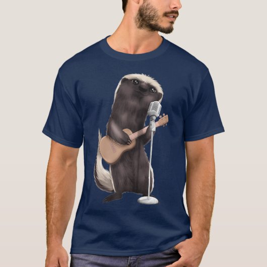 Honey Badger Singing Guitar Player Musician T-shirt (Voorkant)