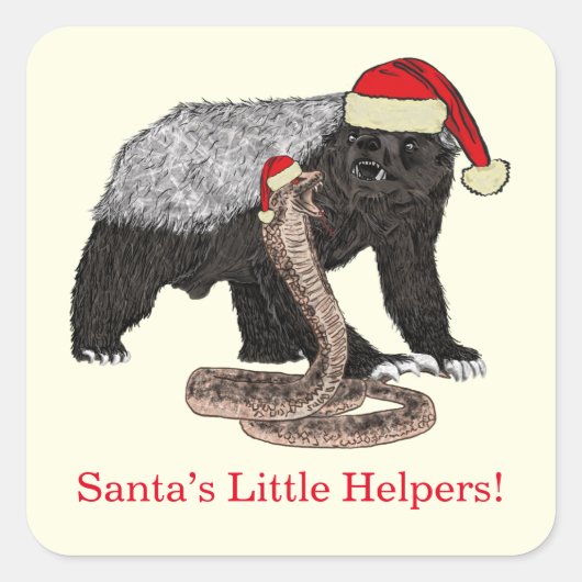 Honey Badger Snake Funny Festive Irony Santa Quote Vierkante Sticker (Voorkant)
