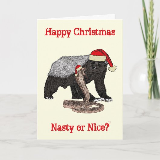 Honey Badger Snake Funny Festive Nasty Santa Quote Kaart (Voorkant)