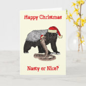 Honey Badger Snake Funny Festive Nasty Santa Quote Kaart (Gele Bloem)