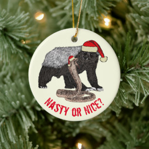 Honey Badger Snake Funny Festive Santa gezegde Keramisch Ornament