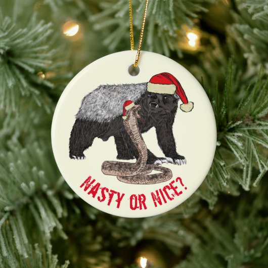 Honey Badger Snake Funny Festive Santa gezegde Keramisch Ornament (Boom)