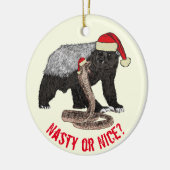 Honey Badger Snake Funny Festive Santa gezegde Keramisch Ornament (Links)