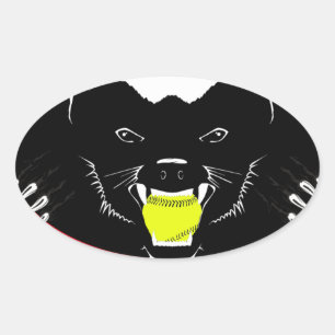 Honey Badger Softball Ovale Sticker