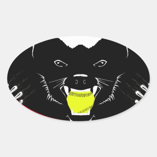 Honey Badger Softball Ovale Sticker (Voorkant)