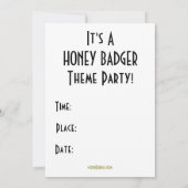 Honey Badger Theme Party Aangepaste Uitnodiging (Achterkant)