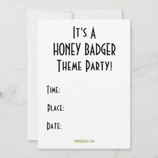 Honey Badger Theme Party Aangepaste Uitnodiging (Achterkant)