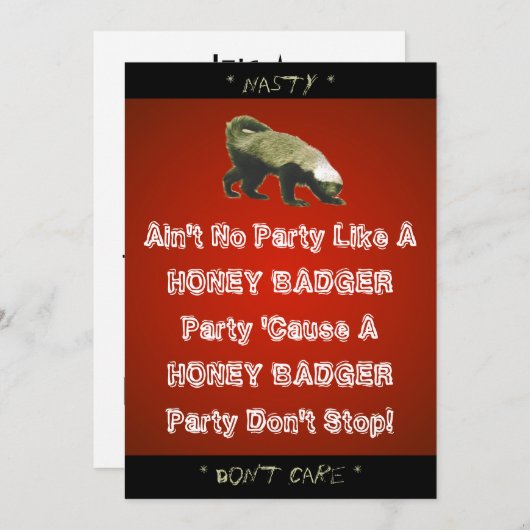 Honey Badger Theme Party Aangepaste Uitnodiging (Voorkant / Achterkant)