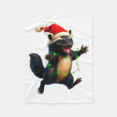 Honey Badger Tree Xmas Lights Santa Honey Badger C Fleece Deken (Voorkant)