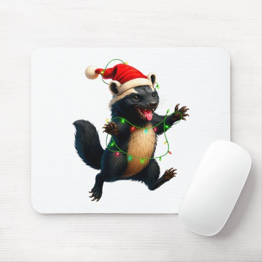 Honey Badger Tree Xmas Lights Santa Honey Badger C Muismat (Met muis)