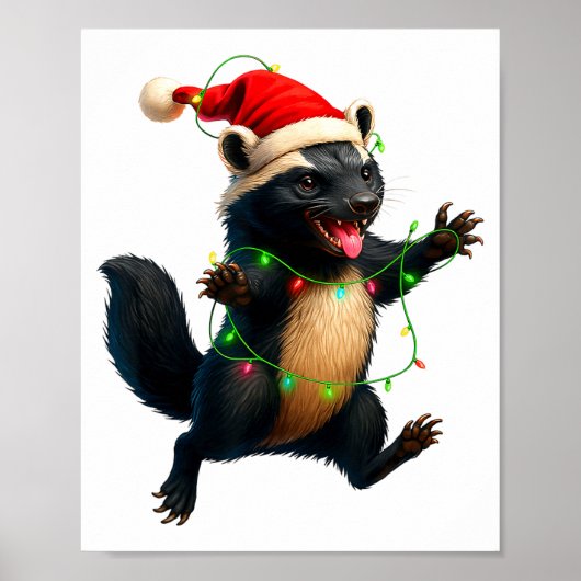 Honey Badger Tree Xmas Lights Santa Honey Badger C Poster (Voorkant)