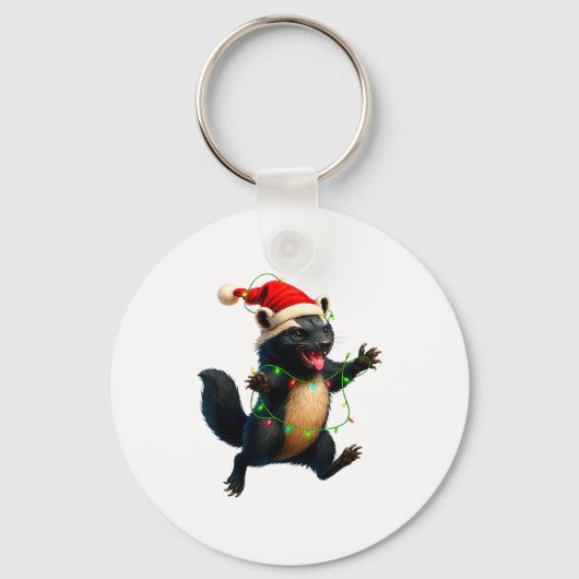 Honey Badger Tree Xmas Lights Santa Honey Badger C Sleutelhanger (Voorkant)